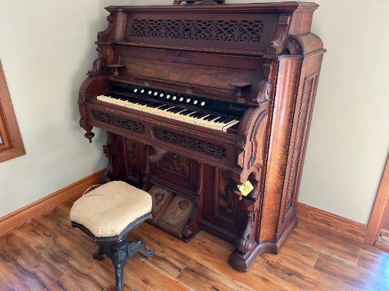Dominion Pump Organ & Stool - Made in Bowmanville, Ontario