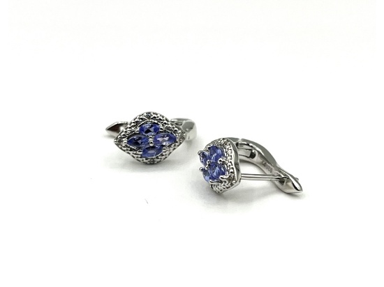Sterling Silver Natural Tanzanite Earrings