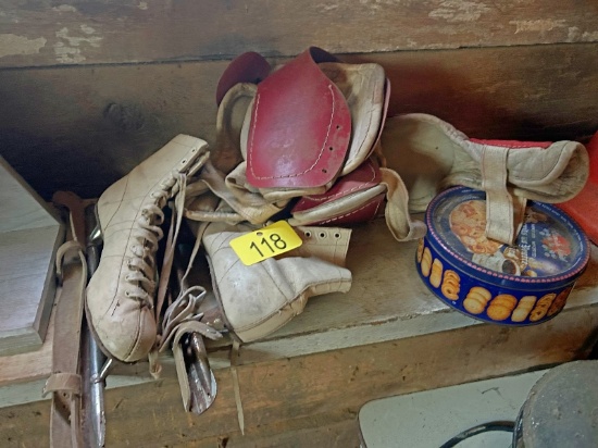 Assorted Collectibles - Syl Apps Shoulder Pads, Skates