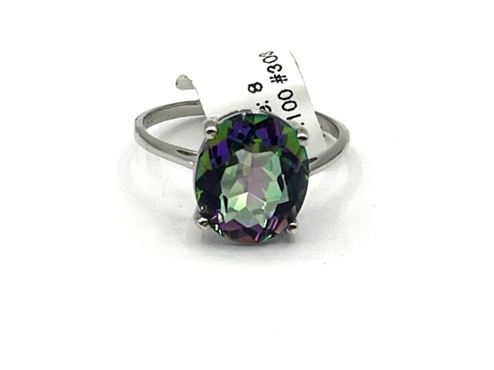Sterling Silver Natural Mystic Quartz Ring