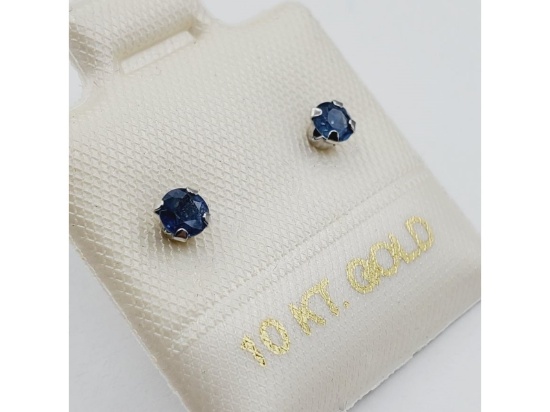 White Gold Natural Blue Sapphire Earrings