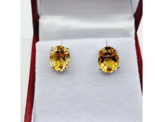 Sterling Silver Natural Citrine Quartz Earrings