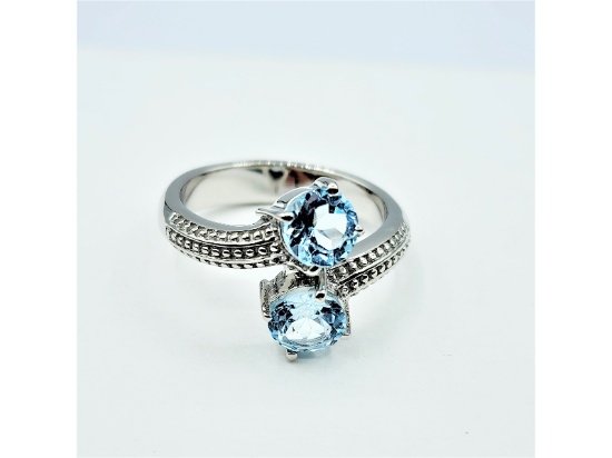 Sterling Silver Natural Blue Topaz Ring