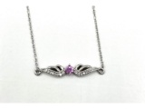 Sterling Silver Natural Pink Sapphire with Necklace