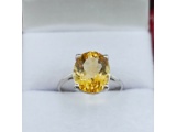Sterling Silver Natural Citrine Quartz Ring