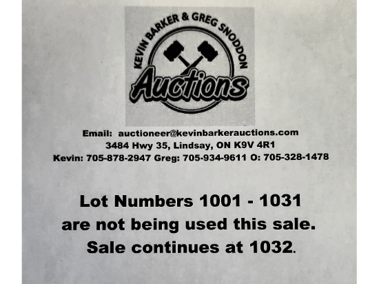 This Lot # Is Not Used - Sale Continues at Lot 1032