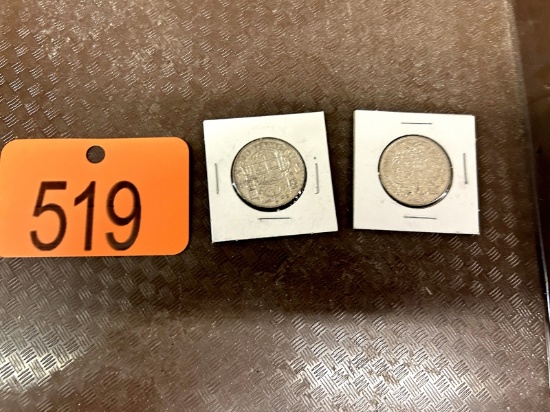 2 Silver 50 Cent Pieces