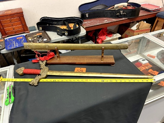 Sword With Sheath & Rack