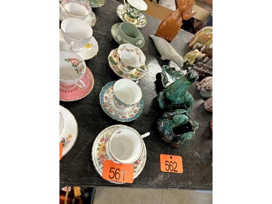 Row of Cups & Saucers Including Aynsley & Wedgwood