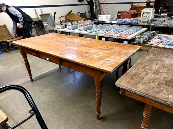6' x 33" 3 Board Harvest Table With Drawer