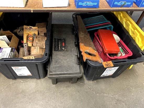 3 Totes of Tools & Construction Materials