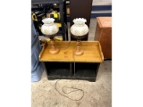 Pine Table With 2 Lamps