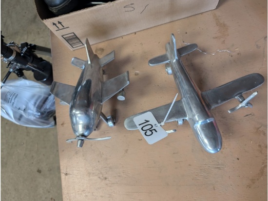 2 Vintage Aluminum Model Planes
