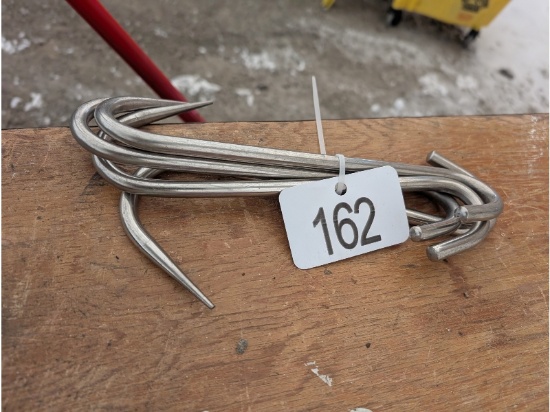 4 New Stainless Steel Meat Hooks