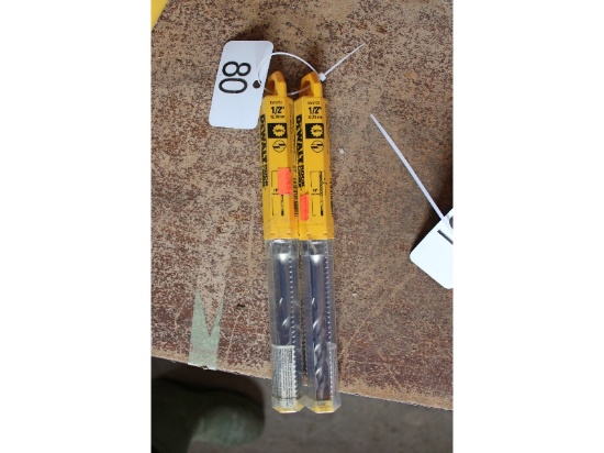 2 New Dewalt 1/2" Drill Bits