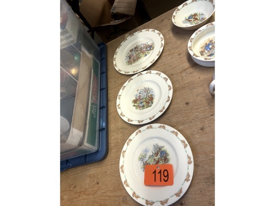 Row of Bunnykins Dishes