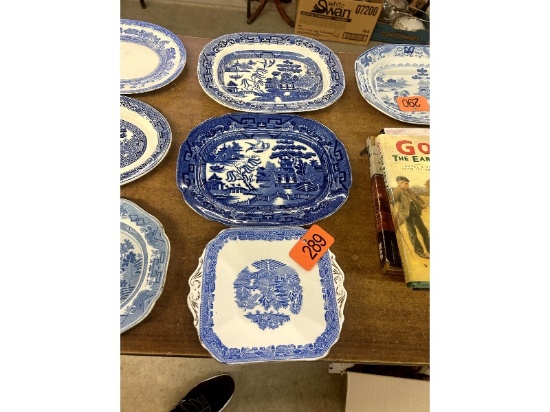 3 Blue Willow Plates