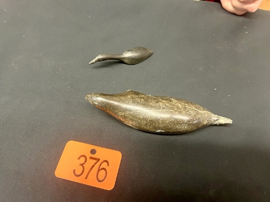 Signed Soapstone Seal & Bird