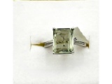 Sterling Silver Natural Greened Amethyst (3ct) and CZ (0.06ct) Ring