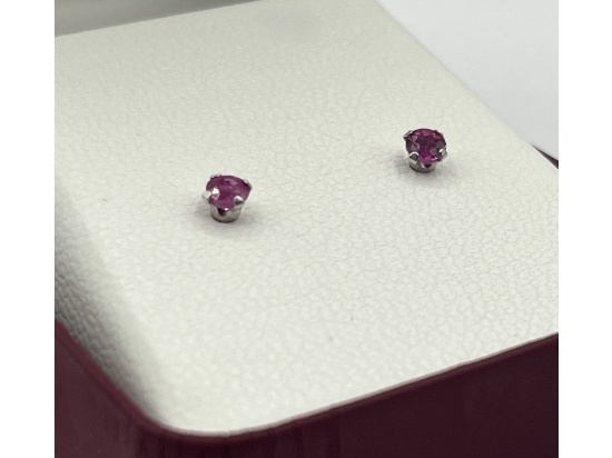 10KT White Gold Natural Ruby Earrings