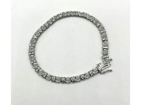 Sterling Silver Natural Diamond Bracelet