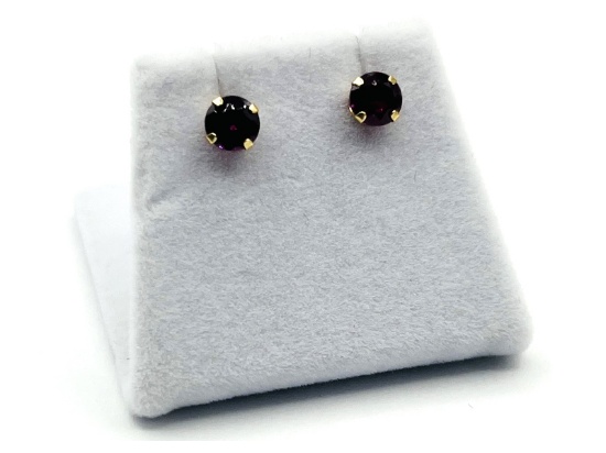 14KT Yellow Gold Natural Garnet Earrings