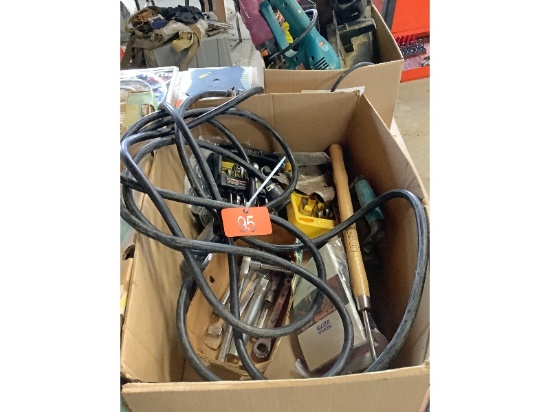 Box of Tools Including Sockets, Wrenches, Etc.