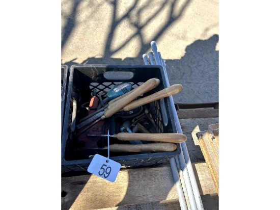 Crate of Lathe Tools, Sanders, Etc.