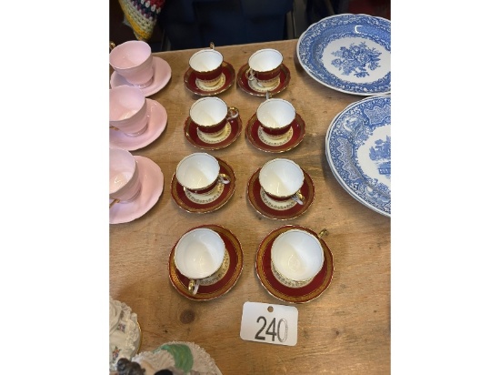 Row of Aynsley Cups & Saucers
