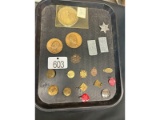 Tray of Dog Tags & Coins