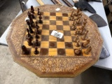 Game Board & Carved Victorian Chess Set