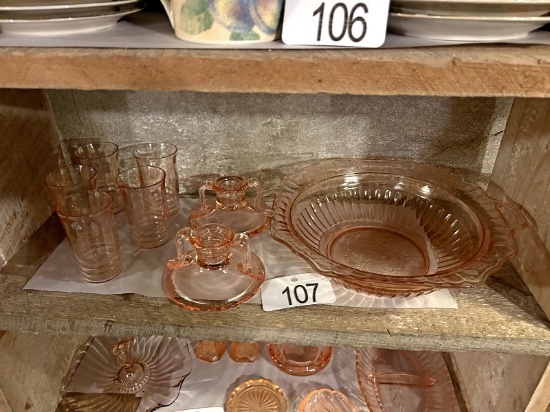 Shelf of Depression Glass