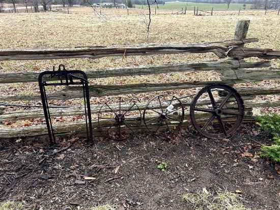 3 Steel Wheels & Hay Hook