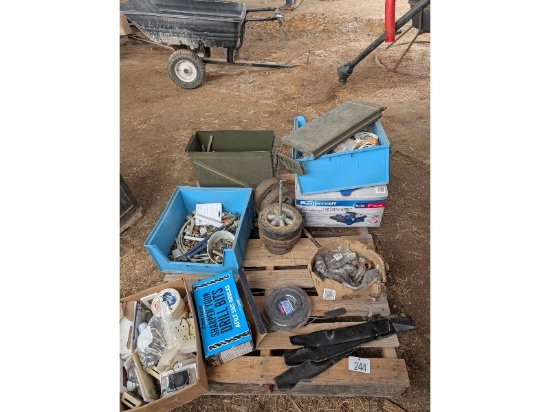 Skid of Assorted Tools Including Tile Saw, Drill Sharpener, Hand Tools, Etc.