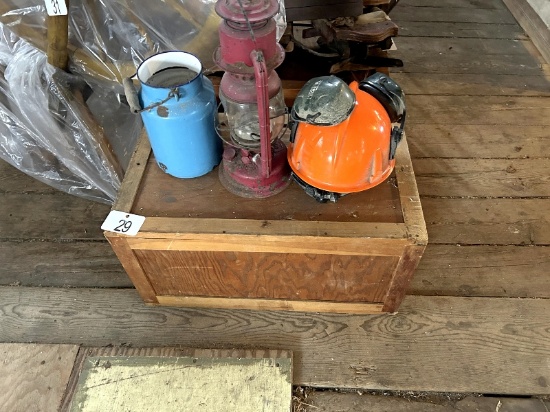 Wooden Box, Lanterns & Helmet