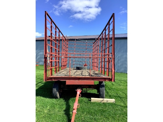 20' Steel Rack Wood Top Thrower Wagon