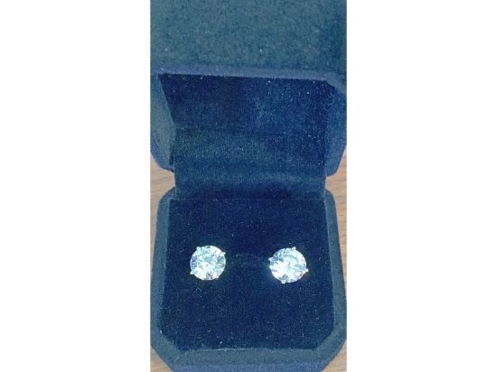 New 14K Gold Plated 3.0ct Each Simulated Diamond Stud Earrings