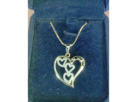New 14K Gold Plated Love Heart Necklace