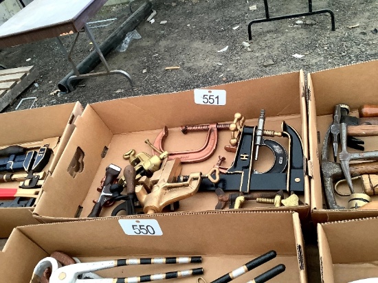 Box of Antique Clamps, Etc.