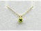 14KT Yellow Gold Natural Peridot Round Pendant with Gold Plated Sterling Silver Chain