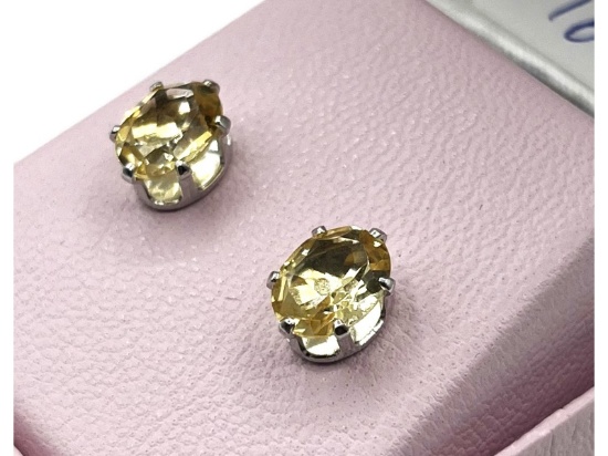 Sterling Silver Natural Citrine Quartz (3.5ct) Earrings
