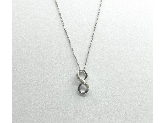 Sterling Silver Natural Diamond (0.11ct) Infinity Shape Pendant with Sterling Silver Chain