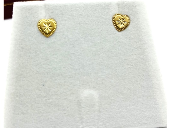 10KT Yellow Gold Heart Shape Earrings