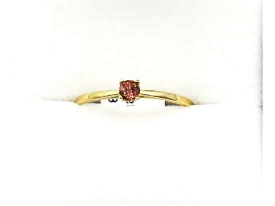 10KT Yellow Gold Natural Pink Tourmaline Ring, Size 6.5