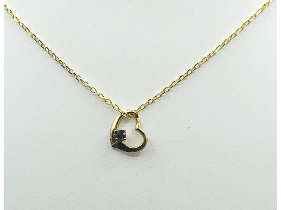 14KT Yellow Gold Natural Blue to Green Alexandrite (0.04ct) Heart Shape Pendant