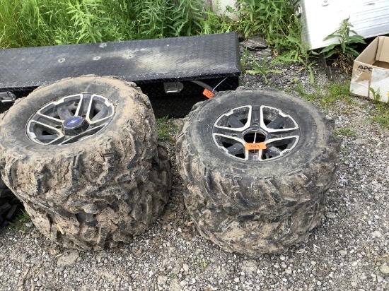 Set of Mud Lite 26x11R12 & 26x9R12 Tires on Polaris Rims Plus Spare