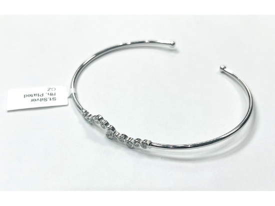 Sterling Silver CZ Bangle Bracelet