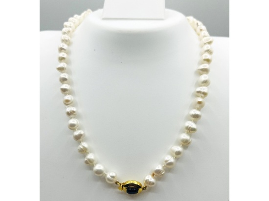 Freshwater Pearl 10.2mm-8.0mm Natural Onyx (1ct) Necklace