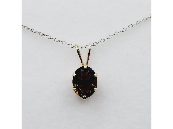 Sterling Silver Smokey Quartz (2ct) Pendant with Sterling Silver Chain