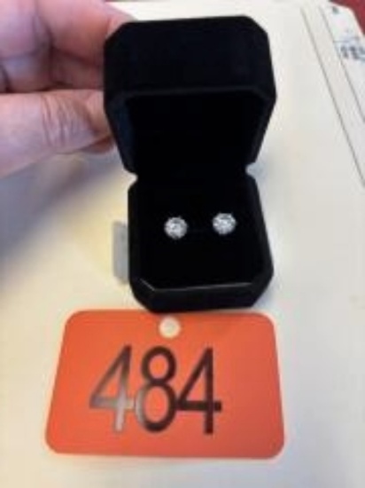 New Platinum Plated 2.0 ct Each Simulated Diamond Stud Earrings